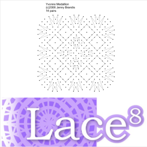 Lace8 software logo and pattern